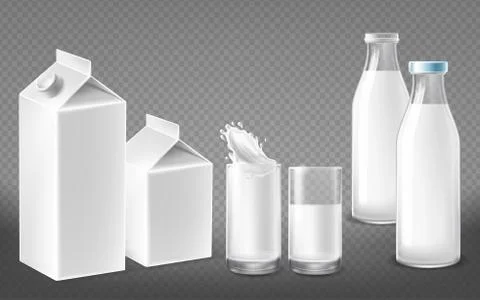 Vector realistic package set for dairy products Stock Illustration