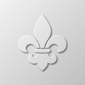 Vector Realistic Paper 3d Fleur De Lis Closeup on White Background. Heraldic Stock Illustration