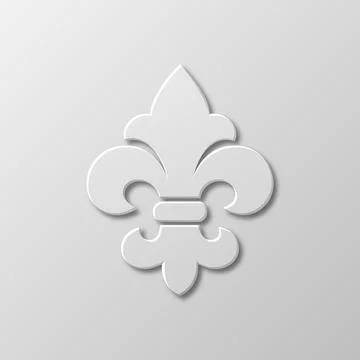 Vector Realistic Paper 3d Fleur De Lis Closeup on White Background. Heraldic Stock Illustration