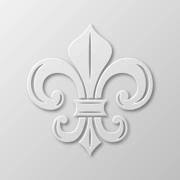 Vector Realistic Paper 3d Fleur De Lis Closeup on White Background. Heraldic Stock-Illustration