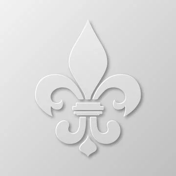 Vector Realistic Paper 3d Fleur De Lis Closeup on White Background. Heraldic Stock Illustration