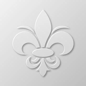 Vector Realistic Paper 3d Fleur De Lis Closeup on White Background. Heraldic Stock Illustration