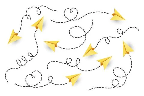 Vector Realistic Paper Planes Collection. Paper Plane Icon Set. Heart Shaped Stock Illustration