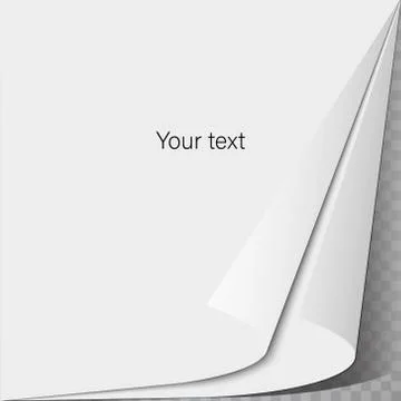 Vector realistic paper sheet with folded corner. Paper sheet A4 with shadows on Stock-Illustration