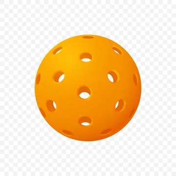 Vector Realistic Pickleball Ball. Orange Perforated Plastic Ball for Pickle.. Stock Illustration