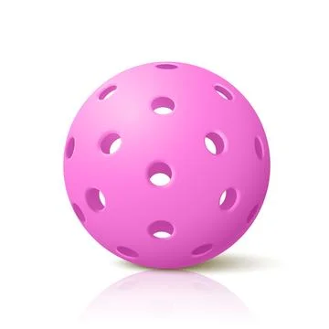Vector Realistic Pickleball Ball with Reflection. Pink Perforated Plastic Bal Ilustração Stock