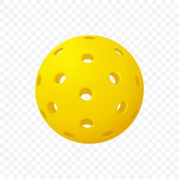 Vector Realistic Pickleball Ball. Yellow Perforated Plastic Ball for Pickleba Stock Illustration