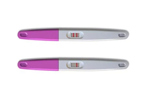 Vector realistic pink positive and negative pregnant tests. Stock Illustration