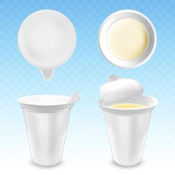 Vector realistic plastic packages with yogurt Stock Illustration