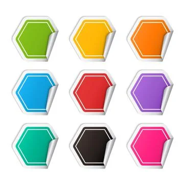 Vector realistic polygon colorful Sticker set Stock Illustration