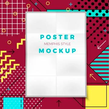 Vector realistic poster mockup on abstract background, with geometric shapes Stock Illustration