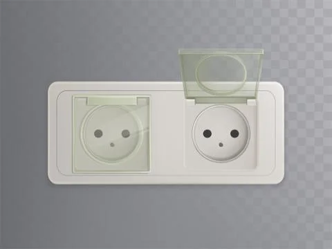 Vector realistic power socket with plastic caps 库存插图