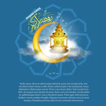 Vector Realistic Ramadan lantern Fanus with star sparkle and realistic clouds Stock Illustration