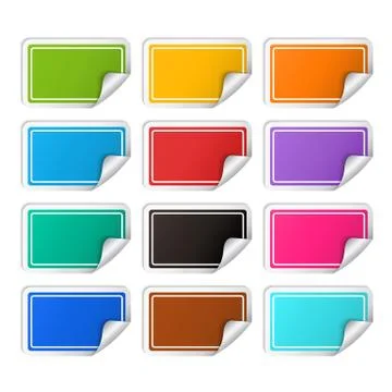 Vector realistic rectangular colorful stickers set Stock Illustration