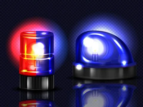 Vector realistic red, blue flashers. Emergency beacon Stockillustratie