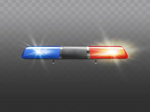 Vector realistic red, blue flashers for police car. Stock Illustration