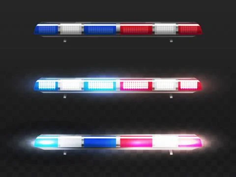 Vector realistic red, blue flashers for police car. Stock-Illustration