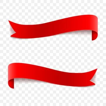 Vector realistic red glossy vector ribbons on a transparent background. Illustrazione stock