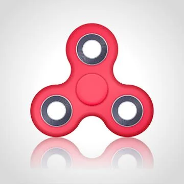 Vector realistic red hand fidget spinner toy stress relieving on white Illustrazione stock