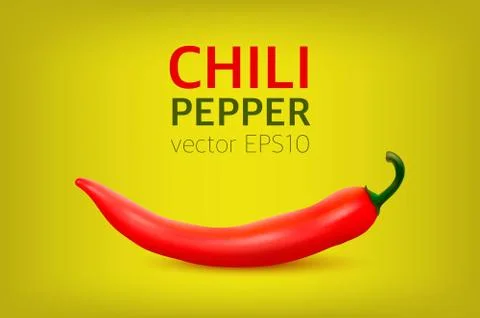 Vector realistic red hot natural chili pepper. Design template or clipart for Stock Illustration