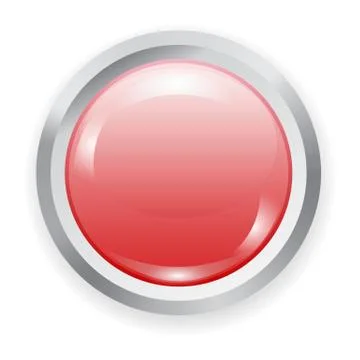 Vector realistic red plastic button with metal elements 스톡 일러스트