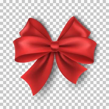 Vector, realistic, red ribbon with bow isolated on transparent background for 库存插图