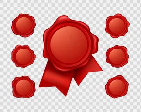 Vector realistic red sealing wax collection Stock Illustration