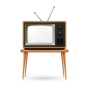 Vector Realistic Retro TV Receiver Isolated on White Background. Home Interior Stock Illustration