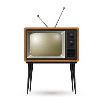 Vector Realistic Retro TV Receiver Isolated on White Background. Home Interior Stock Illustration