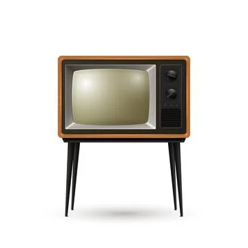 Vector Realistic Retro TV Receiver Isolated on White Background. Home Interior Illustrazione stock