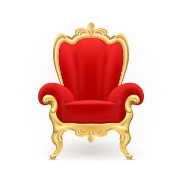 Vector realistic royal throne, luxurious red chair Stock-Illustration