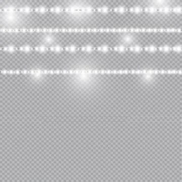 Vector realistic seamless light garlands isolated on transparent background Stock Illustration