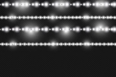 Vector realistic seamless light garlands isolated on transparent background Stock Illustration