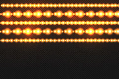 Vector realistic seamless light garlands isolated on transparent background Stock Illustration