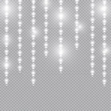 Vector realistic seamless light garlands isolated on transparent background Stock Illustration