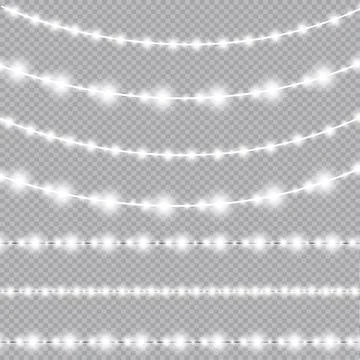 Vector realistic seamless light garlands isolated on transparent background Stock Illustration