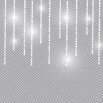 Vector realistic seamless light garlands isolated on transparent background Stock Illustration