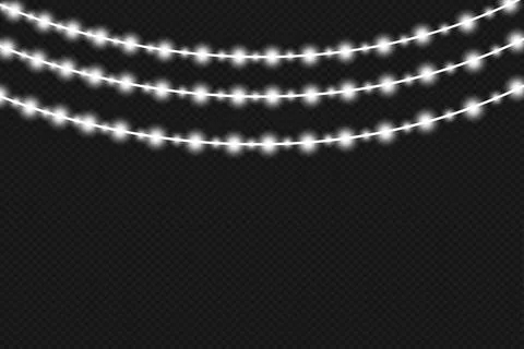 Vector realistic seamless light garlands isolated on transparent background Stock Illustration