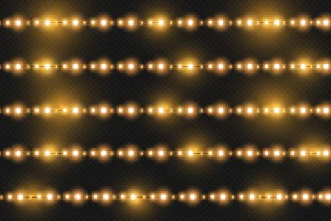 Vector realistic seamless light garlands isolated on transparent background Stock Illustration