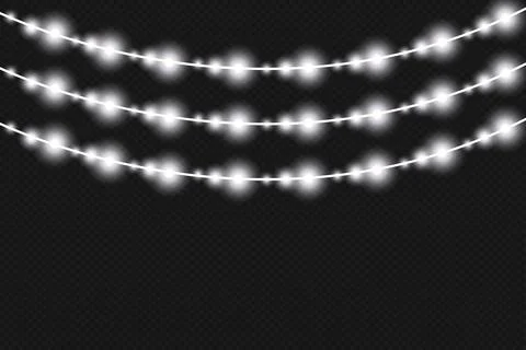 Vector realistic seamless light garlands isolated on transparent background Stock Illustration