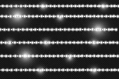 Vector realistic seamless light garlands isolated on transparent background Stock Illustration