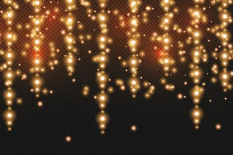 Vector realistic seamless light garlands isolated on transparent background Stock Illustration