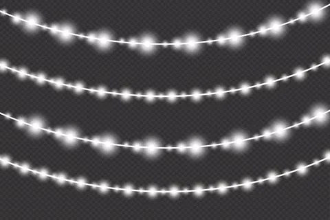 Vector realistic seamless light garlands isolated on transparent background Stock Illustration