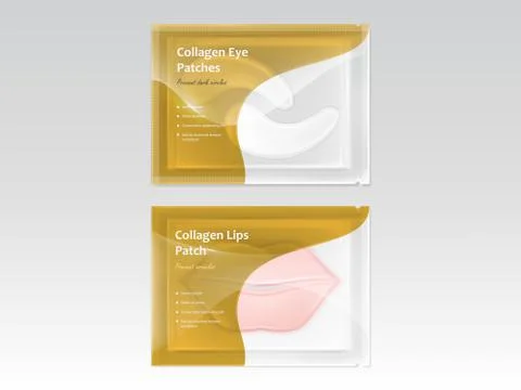 Vector realistic set of patches for lips and eyes Illustrazione stock