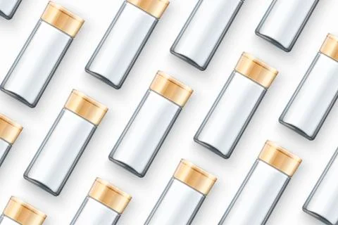 Vector realistic shampoo bottles on table, mockup for your package design Stock Illustration