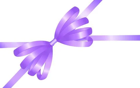 Vector realistic shiny violet ribbon with bow - gift wrapping decoration Stock Illustration