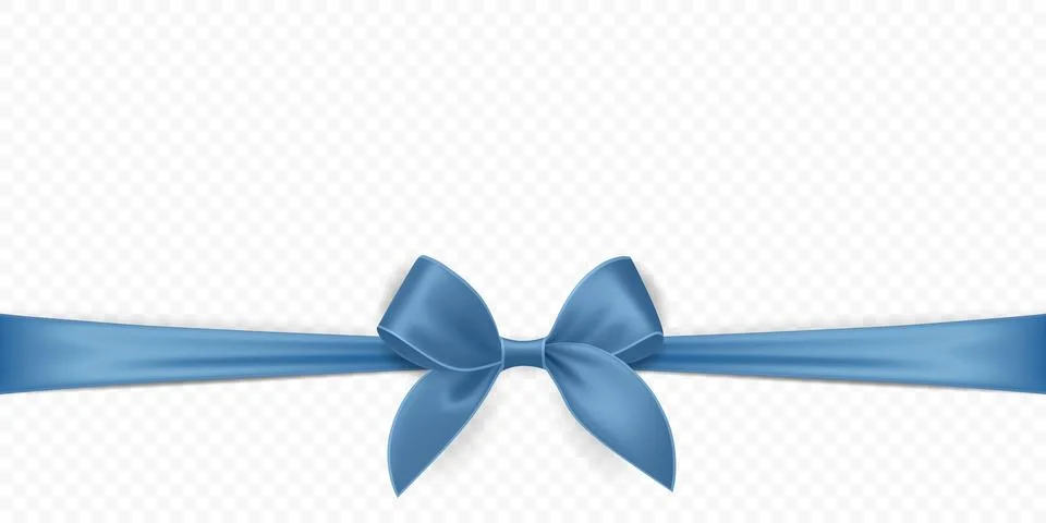 Vector Realistic Silk Blue Gift Ribbon, Satin Bow for Greeting Card, Gift Illustrazione stock
