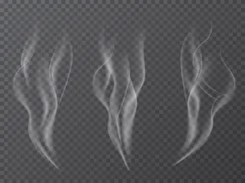 Vector realistic smoke effect set isolated on transparent background. Stock Illustration