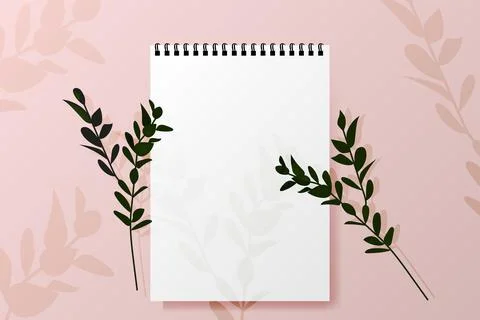 Vector. A realistic spring notepad with a metal spiral, shadow. Stock Illustration