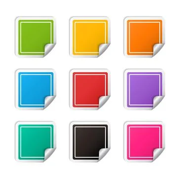 Vector realistic square colorful Sticker set Stock Illustration